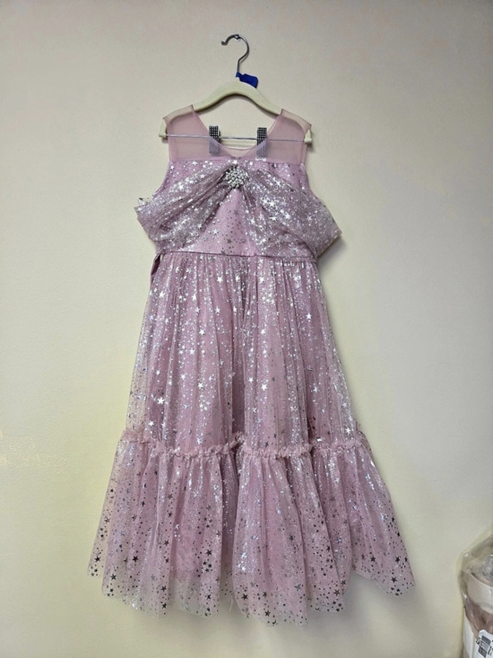 SHEIN Girls Sequin Star Tulle Dress Pink Girls, Size 7, NEW